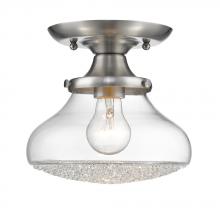 3417-SF PW-CC - Asha Small Semi Flush in Pewter with Crushed Crystal Glass